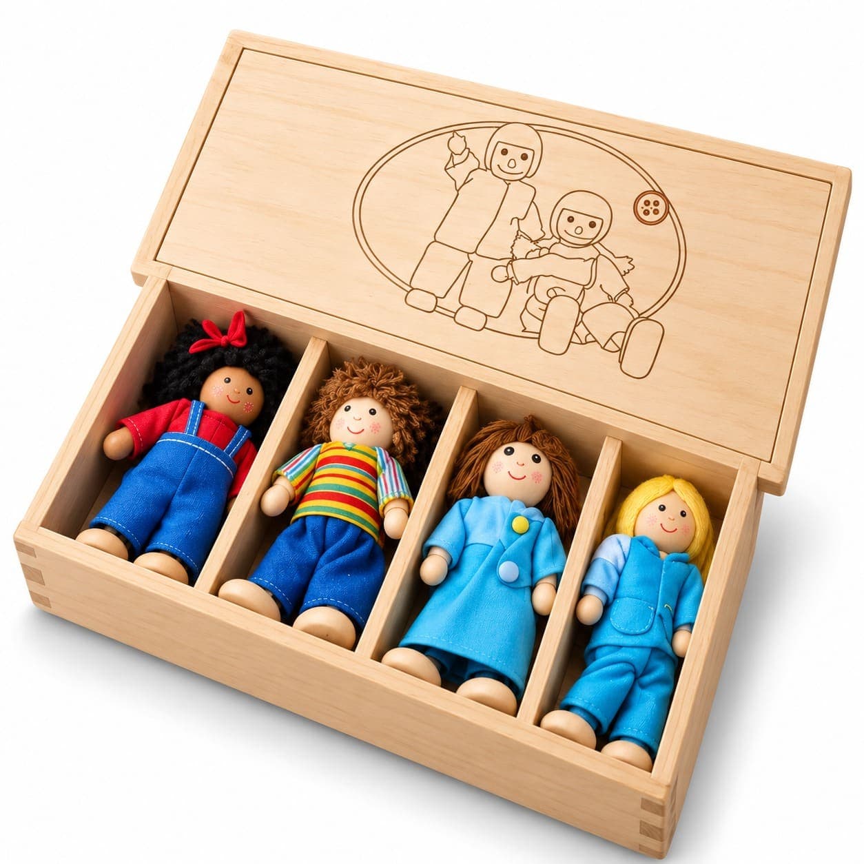 Wooden Character Doll Set