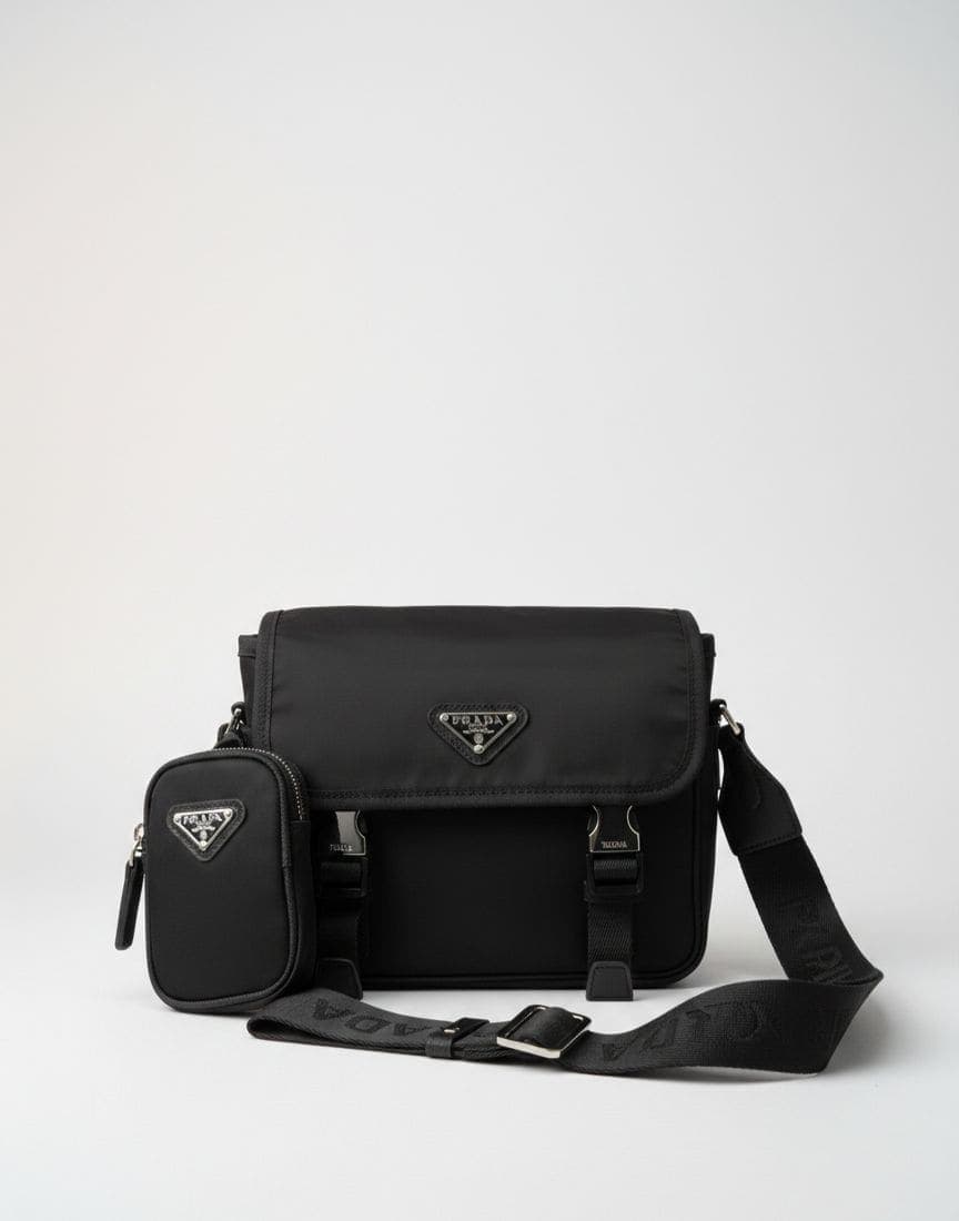 Re-Nylon and Saffiano leather shoulder bag