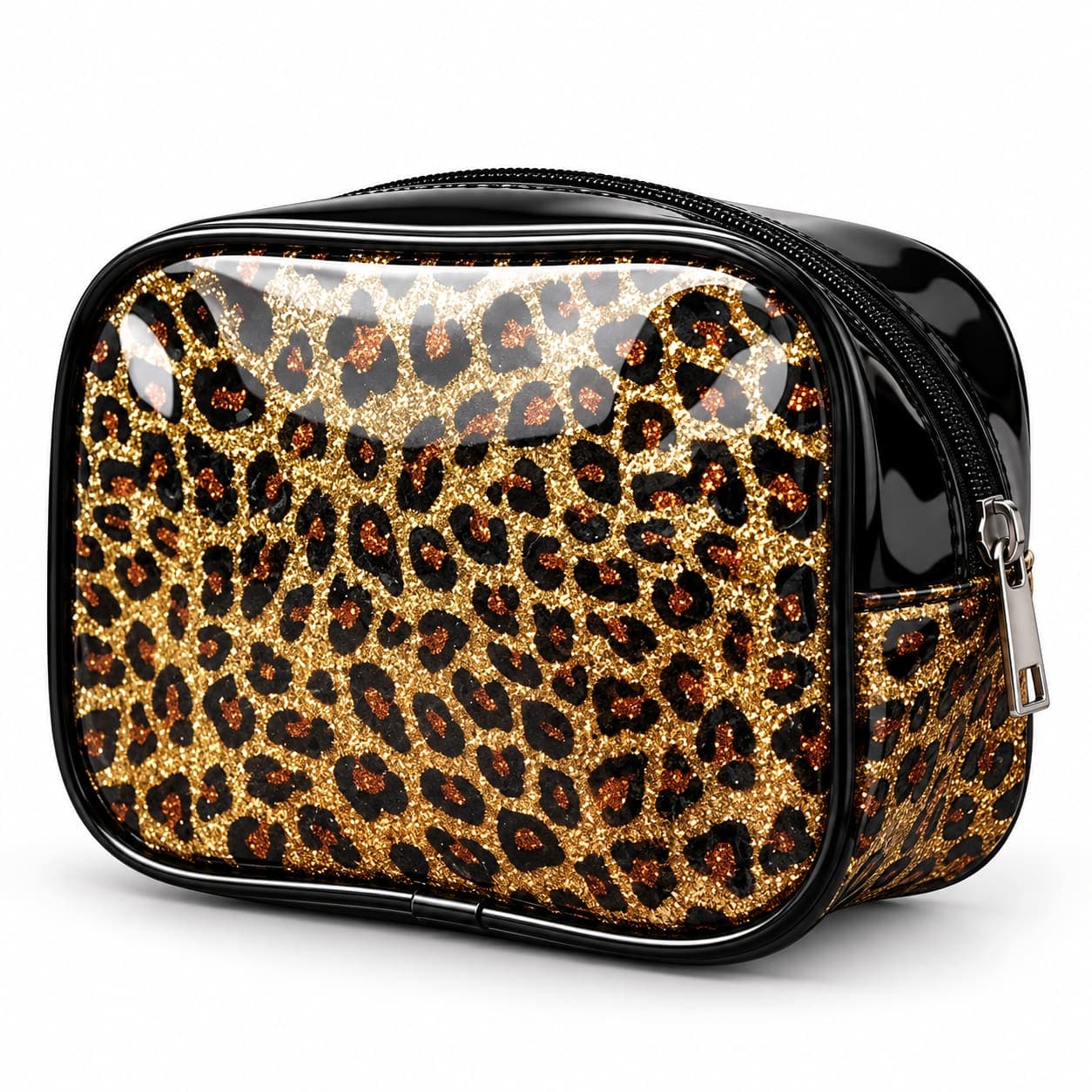 Glamorous Gold Leopard Print Cosmetic Bag